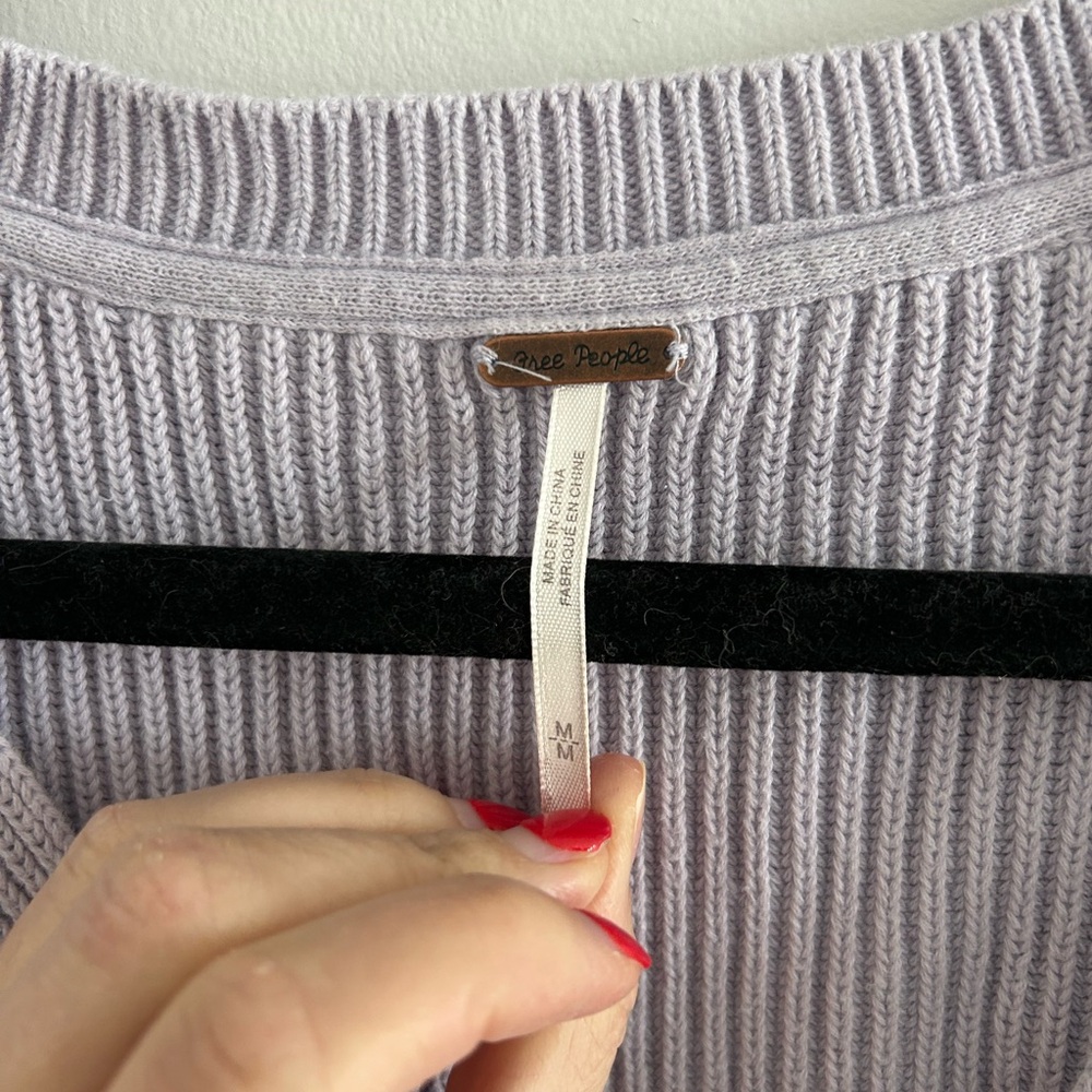 Free People Lilac V-Neck Ribbed Sweater - Picture 4 of 6